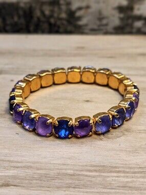 Purple Ube Velvet Cake Premium Crystals On Stretchy Bracelet Gold Plated
